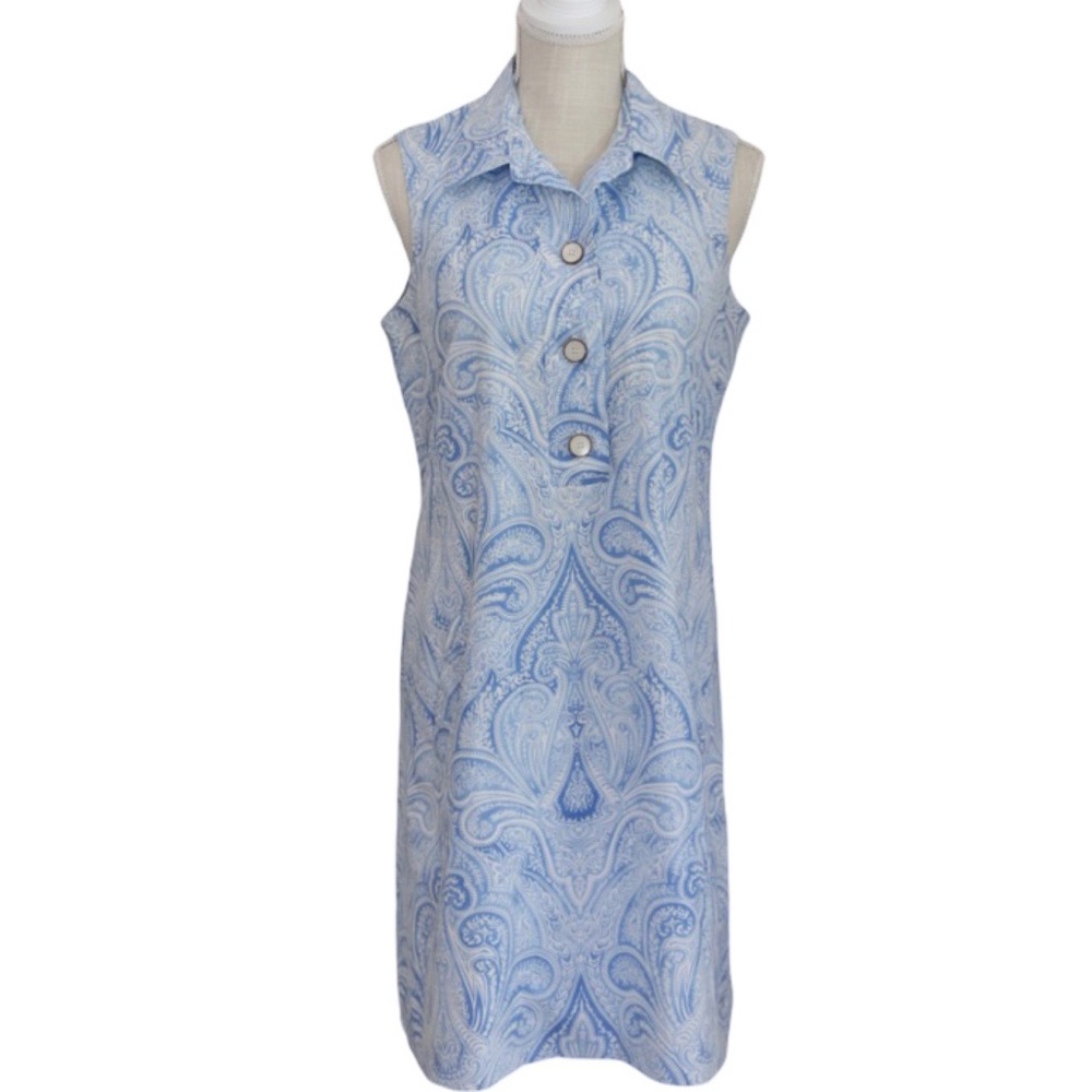 J. McLaughlin paisley dress blue size 8